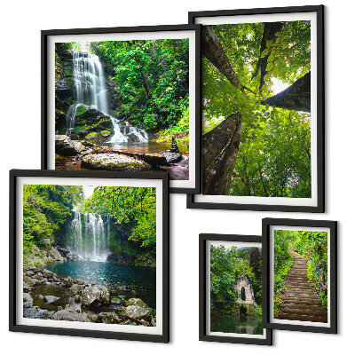 Bildergalerie-set für die wand Grüne Landschaften mit Wasserfällen