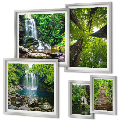 Bildergalerie-set für die wand Grüne Landschaften mit Wasserfällen
