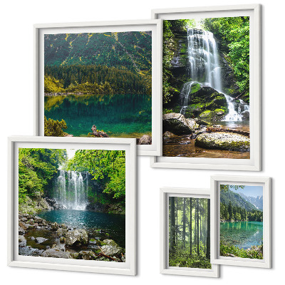 Modernes wandbilder-set Wasserfälle, Waldlandschaften, Natur