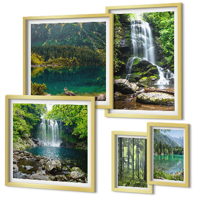 Modernes wandbilder-set Wasserfälle, Waldlandschaften, Natur