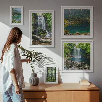 Modernes wandbilder-set Wasserfälle, Waldlandschaften, Natur