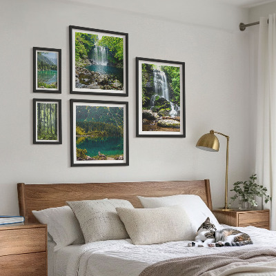 Modernes wandbilder-set Wasserfälle, Waldlandschaften, Natur