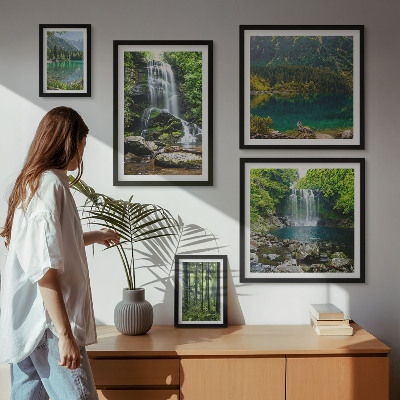 Modernes wandbilder-set Wasserfälle, Waldlandschaften, Natur