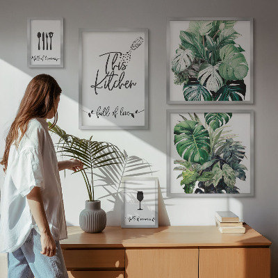 Bildergalerie-set für die wand Positive Slogans für Küchenpflanzen