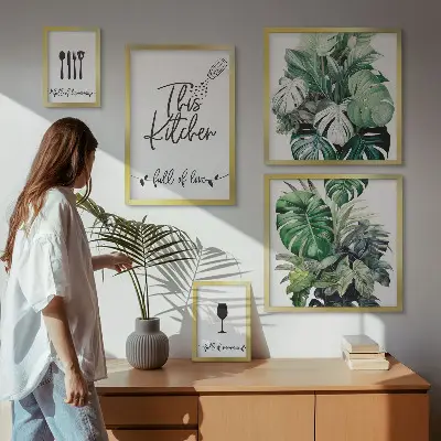 Bildergalerie-Set für die Wand mit positiven Slogans für Küchenpflanzen