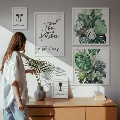 Bildergalerie-Set für die Wand mit positiven Slogans für Küchenpflanzen