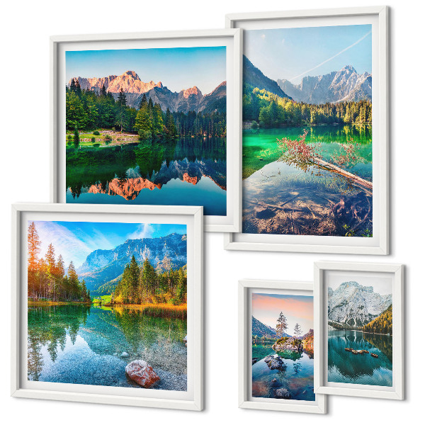 Modernes wandbilder-set Berglandschaften, Seen, Wälder