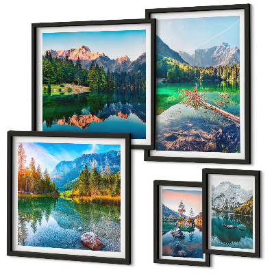 Modernes wandbilder-set Berglandschaften, Seen, Wälder