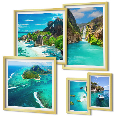 Bildergalerie-set für die wand Tropische Wasserfälle und Strände