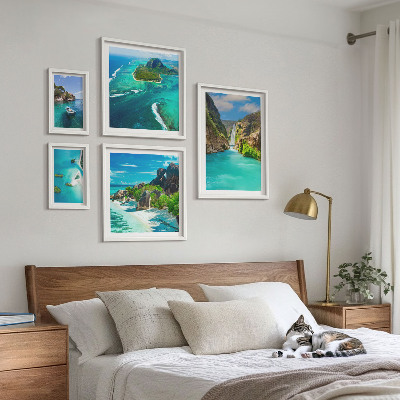 Bildergalerie-set für die wand Tropische Wasserfälle und Strände
