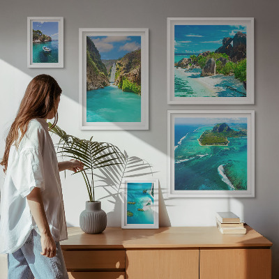 Bildergalerie-set für die wand Tropische Wasserfälle und Strände