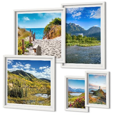 Modernes wandbilder-set Landschaften aus Bergen und Stränden