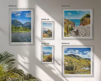Modernes Wandbild-Set mit Landschaften von Bergen und Stränden