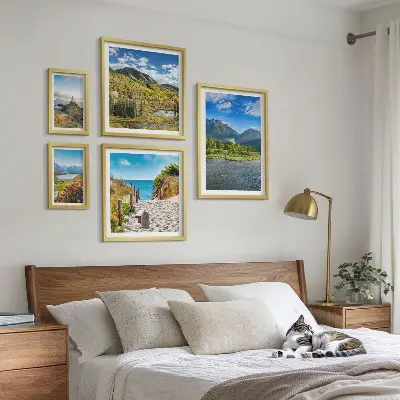 Modernes Wandbild-Set mit Landschaften von Bergen und Stränden