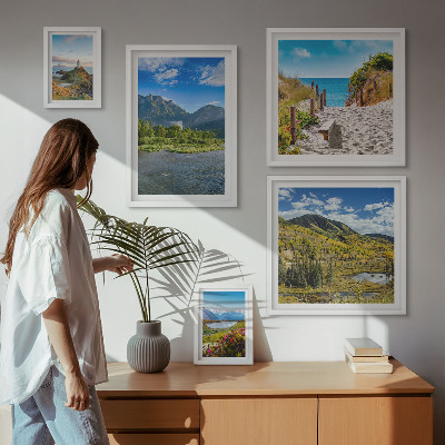 Modernes wandbilder-set Landschaften aus Bergen und Stränden