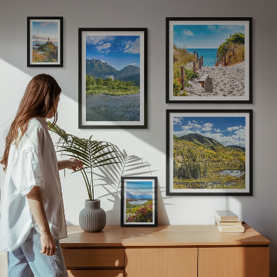 Modernes wandbilder-set Landschaften aus Bergen und Stränden