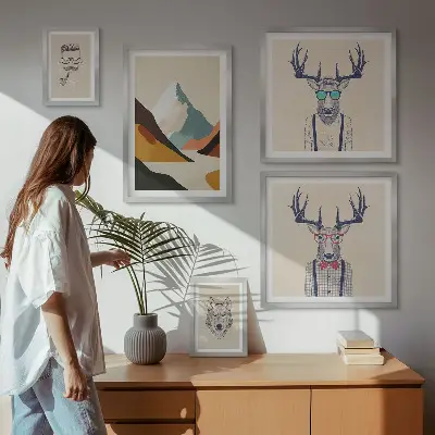 Bildergalerie-Set für die Wand mit stilvollen Tierporträts