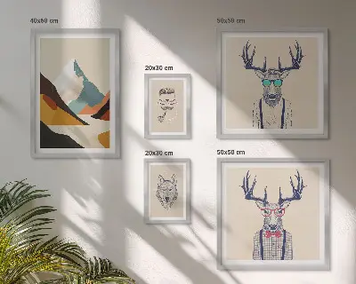 Bildergalerie-Set für die Wand mit stilvollen Tierporträts