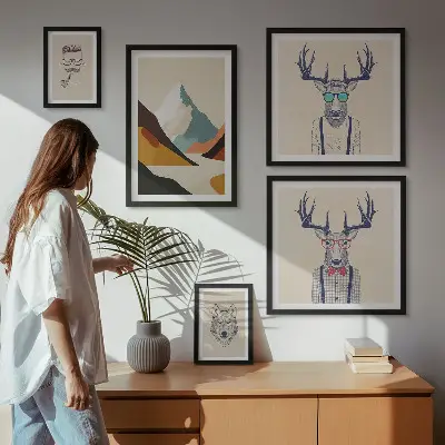 Bildergalerie-Set für die Wand mit stilvollen Tierporträts