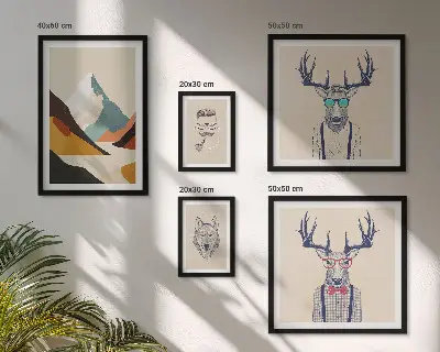 Bildergalerie-Set für die Wand mit stilvollen Tierporträts