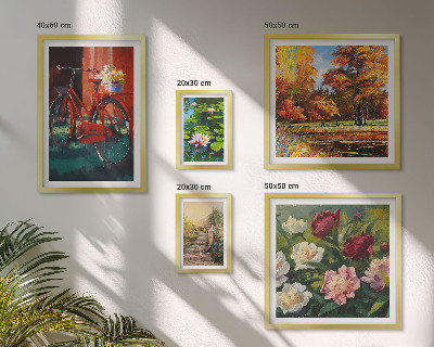 Modernes wandbilder-set Blumen, Fahrräder, malerische Schönheit