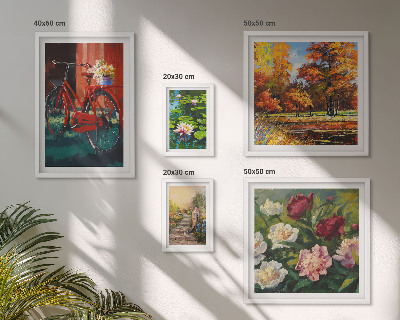 Modernes wandbilder-set Blumen, Fahrräder, malerische Schönheit