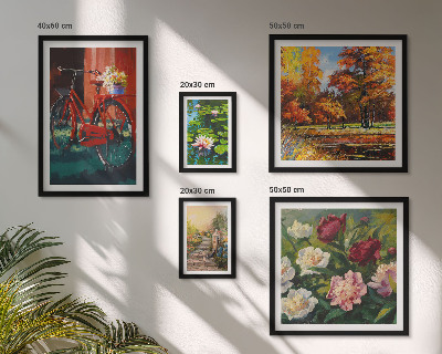 Modernes wandbilder-set Blumen, Fahrräder, malerische Schönheit