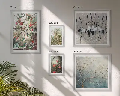 Modernes Wandbilder-Set mit Motiven von Vintage tropischen Vögeln