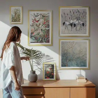 Modernes Wandbilder-Set mit Motiven von Vintage tropischen Vögeln