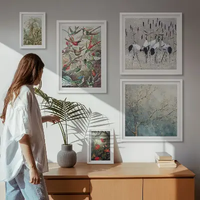 Modernes Wandbilder-Set mit Motiven von Vintage tropischen Vögeln