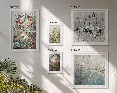 Modernes Wandbilder-Set mit Motiven von Vintage tropischen Vögeln