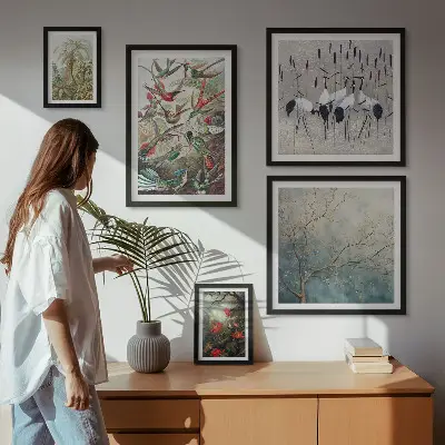 Modernes Wandbilder-Set mit Motiven von Vintage tropischen Vögeln
