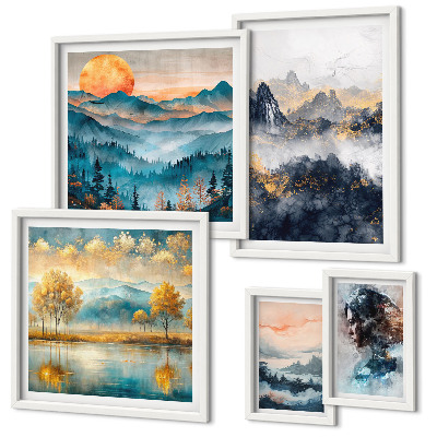 Bildergalerie-set für die wand Berglandschaften und Porträts