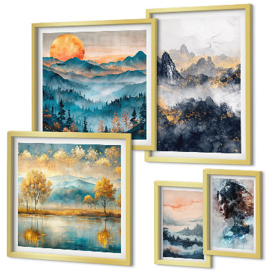 Bildergalerie-set für die wand Berglandschaften und Porträts