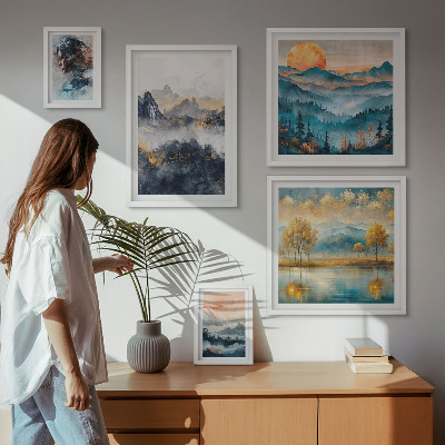 Bildergalerie-set für die wand Berglandschaften und Porträts