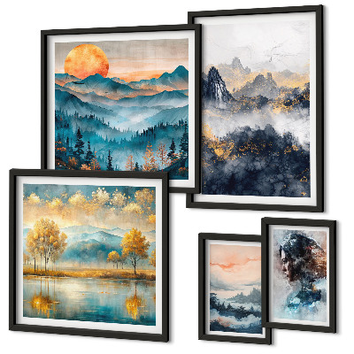 Bildergalerie-set für die wand Berglandschaften und Porträts
