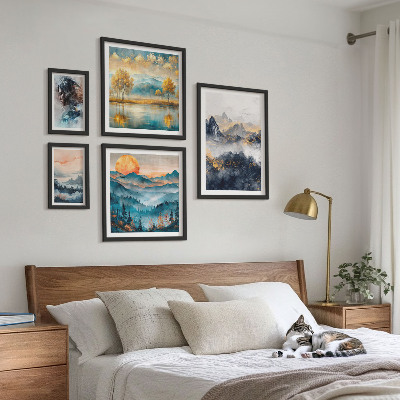 Bildergalerie-set für die wand Berglandschaften und Porträts