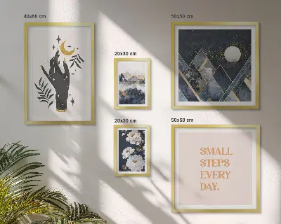 Modernes Wandbilder-Set im Boho-Stil mit Naturmotiven und Botschaften