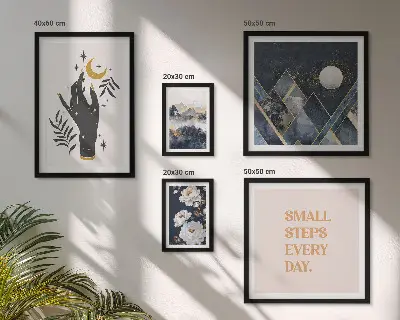 Modernes Wandbilder-Set im Boho-Stil mit Naturmotiven und Botschaften