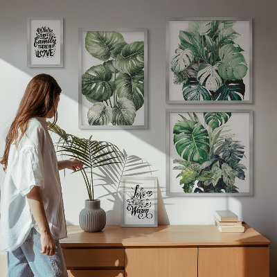Bilderset fürs sofa Boho-Zitate mit Pflanzenmotiven