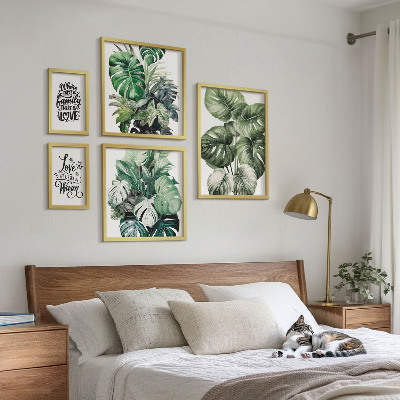 Bilderset fürs sofa Boho-Zitate mit Pflanzenmotiven