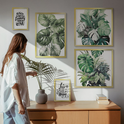 Bilderset fürs sofa Boho-Zitate mit Pflanzenmotiven