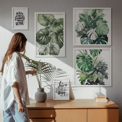 Bilderset fürs sofa Boho-Zitate mit Pflanzenmotiven
