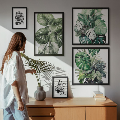 Bilderset fürs sofa Boho-Zitate mit Pflanzenmotiven