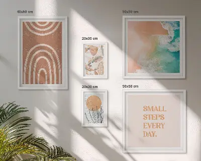 Modernes Wandbilder-Set mit stilvollen Pflanzendekorationen