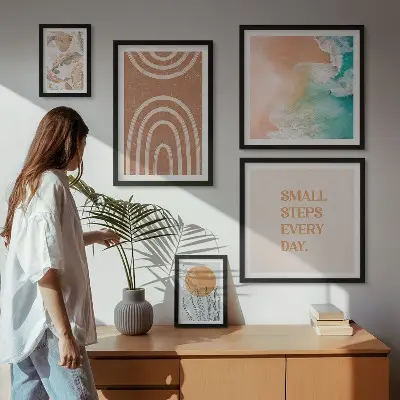 Modernes Wandbilder-Set mit stilvollen Pflanzendekorationen