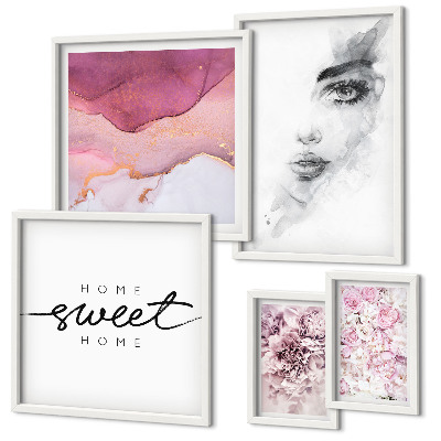 Bildergalerie-set für die wand Frauenporträts, Blumen, Pastell