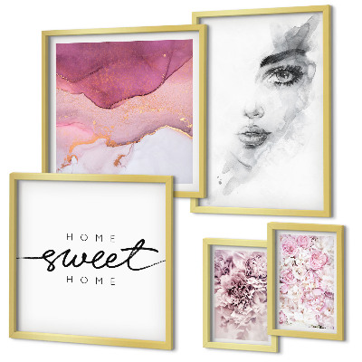 Bildergalerie-set für die wand Frauenporträts, Blumen, Pastell