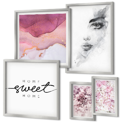 Bildergalerie-set für die wand Frauenporträts, Blumen, Pastell