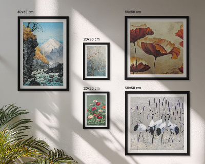 Modernes wandbilder-set Landschaften mit Blumen und Bergen